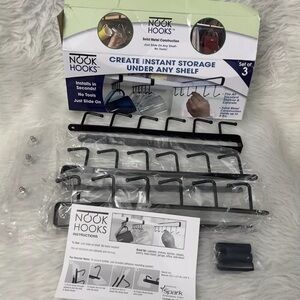 New Nook Hooks Instant Storage Cup Holder Utensils Jewelry Slide Under Shelf